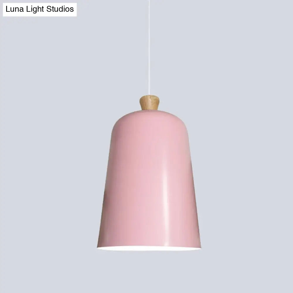 Pink/Grey/Black Bell Pendant Lamp - Modern Style, 1-Bulb Aluminum Ceiling Light for Dining Room