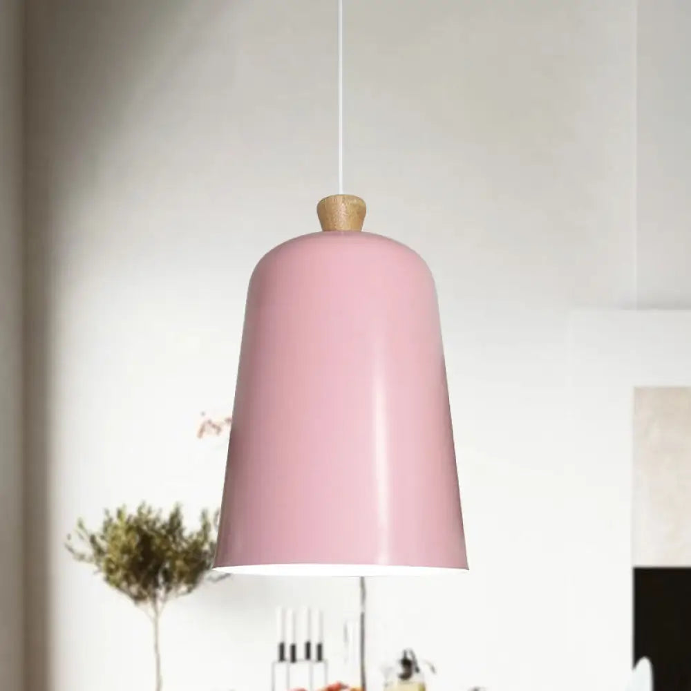 Pink/Grey/Black Bell Pendant Lamp - Modern Style, 1-Bulb Aluminum Ceiling Light for Dining Room