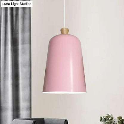 Pink/Grey/Black Bell Pendant Lamp - Modern Style, 1-Bulb Aluminum Ceiling Light for Dining Room