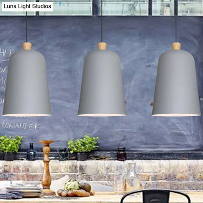 Pink/Grey/Black Bell Pendant Lamp - Modern Style, 1-Bulb Aluminum Ceiling Light for Dining Room