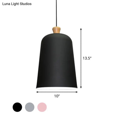 Pink/Grey/Black Bell Pendant Lamp - Modern Style, 1-Bulb Aluminum Ceiling Light for Dining Room