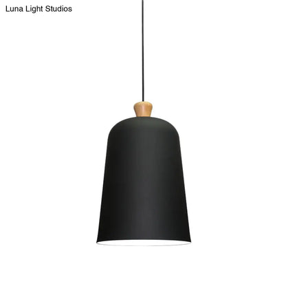 Pink/Grey/Black Bell Pendant Lamp - Modern Style, 1-Bulb Aluminum Ceiling Light for Dining Room