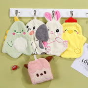Pink lamb cartoon animal shape hand towel with brown ears and embroidered face for bathroom decorbites cartoon animal decor