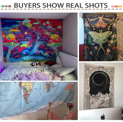 Pink Planet Tarot Tapestry Wall Hanging Psychedelic Witchcraft Mystic Hippie Tapiz Art Boho Home Decor