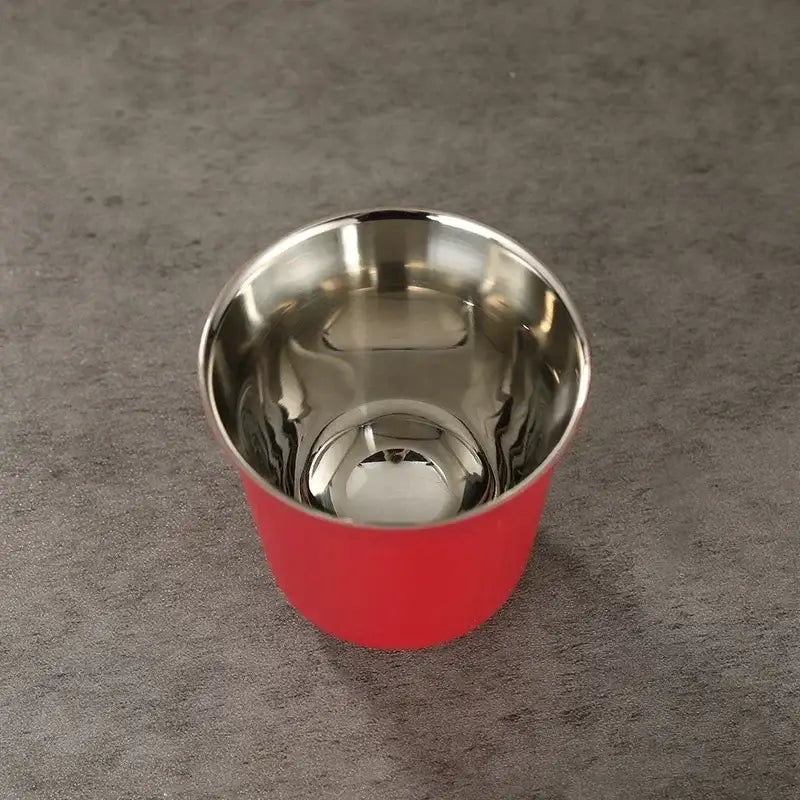 Pink red and green double wall espresso mugs set of 3 with red stainless steel insulated cup and sleek reflective interior
