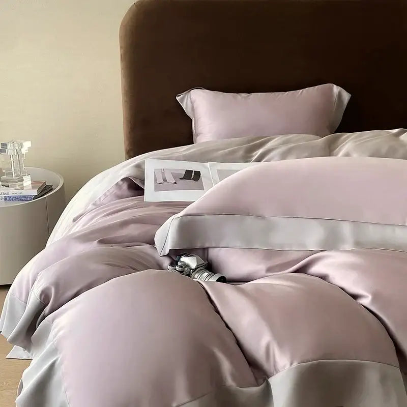 Soft lavender satin eucalyptus fiber bedding set with subtle sheen and matching pillowcases for bedroom luxury decorbites eucalyptus fiber