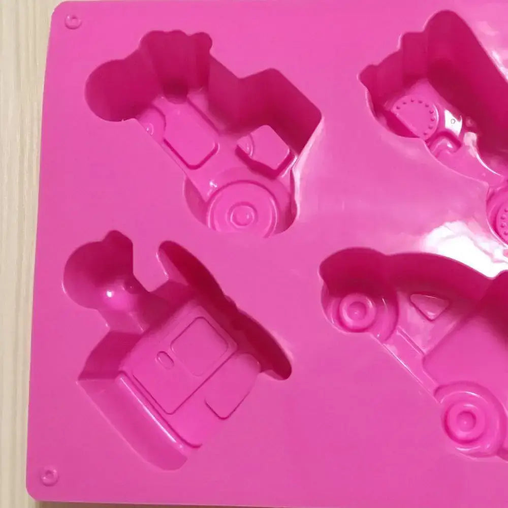Pink silicone creative airplane car cake mould with four recessed cavities for kitchen baking decorbites creative airplane