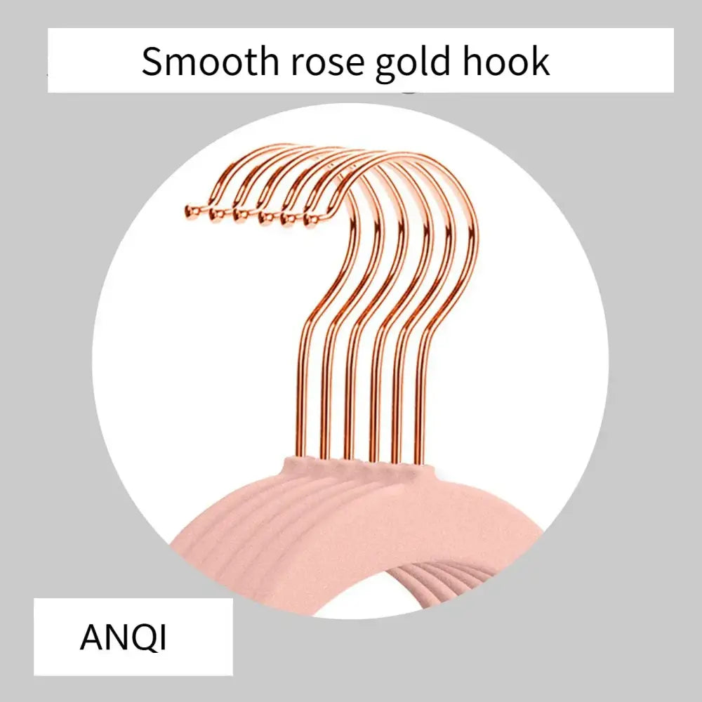 Rose gold smooth hook on a pink velvet decorbites 45cm flocking hanger for bedroom trousers rack