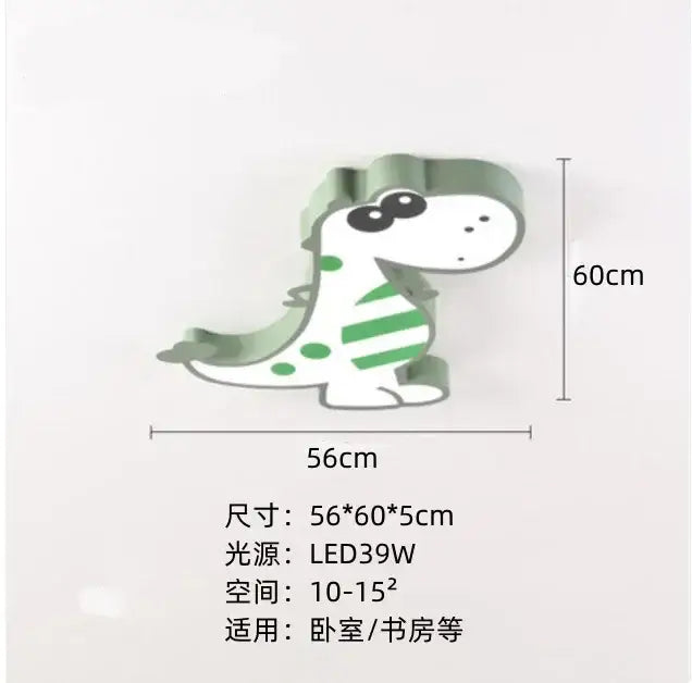 A charming green and white dinosaur led wall light with striped patterns for kids bedroom decorbites dinosaur led ceiling lamp