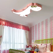 Pink and white decorbites dinosaur led ceiling lamp with green eyes illuminated body for kids bedroom ceiling lamp