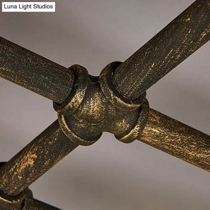 DecorBites™ DecorBites™ Piping Industrial Antiqued Bronze Metal Semi Flush Mount Ceiling Light with Cage