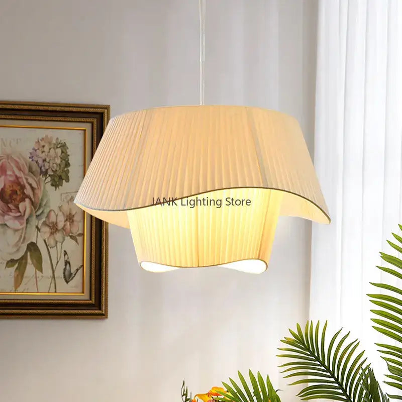 Pleated beige cream white double pendant lamp with soft warm glow ideal for living room decorbites cream white lighting