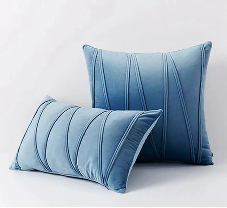 Blue velvet short wool velvet throw pillows with stitched vertical pleats for decorbites knit short living room decor