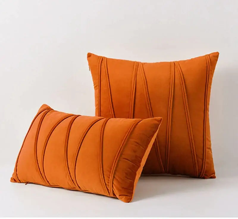 Pleated mustard yellow short wool velvet throw pillowcase with vertical stitched pleats for living room decorbites knit short