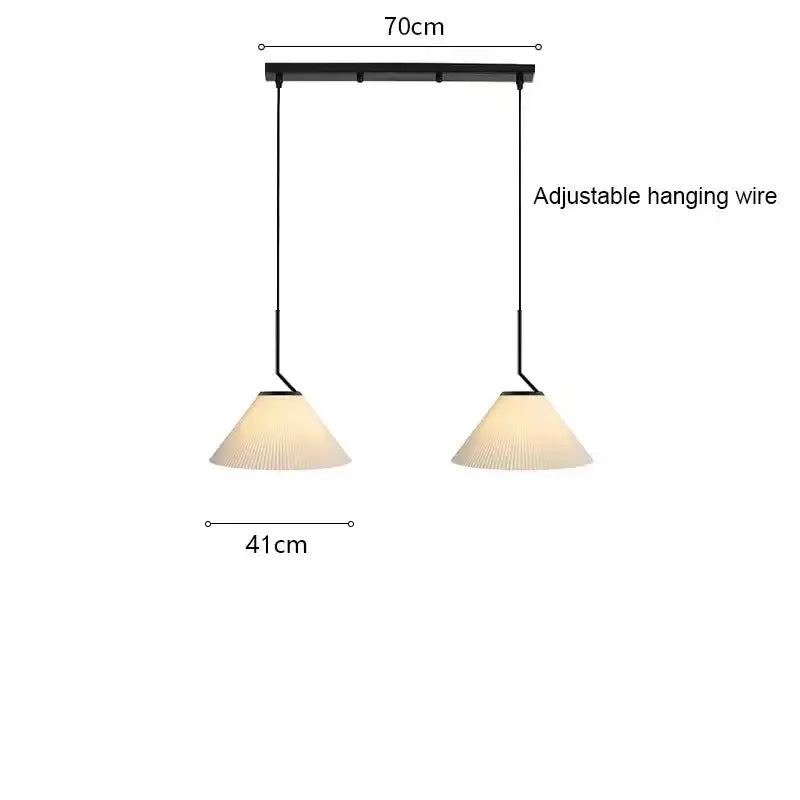 Black metal double pendant light with two cream pleated fabric shades pleated chandelier for dining room decorbites cream led