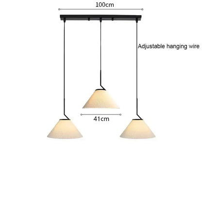 Modern black metal pendant light with two cream pleated glass shades pleated chandelier for dining room decorbites cream led