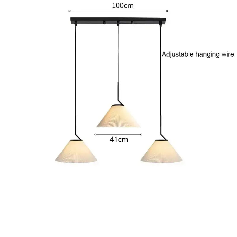 Modern black metal pendant light with two cream pleated glass shades pleated chandelier for dining room decorbites cream led