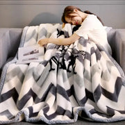 A plush black and white chevron winter raschel blanket with gray tones for cozy bedroom decorbites winter raschel use