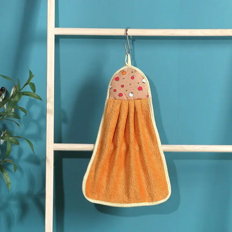 Orange terry cloth hand towel with red and white fruit patterned top section decorbites coral velvet hand towel for kitchen