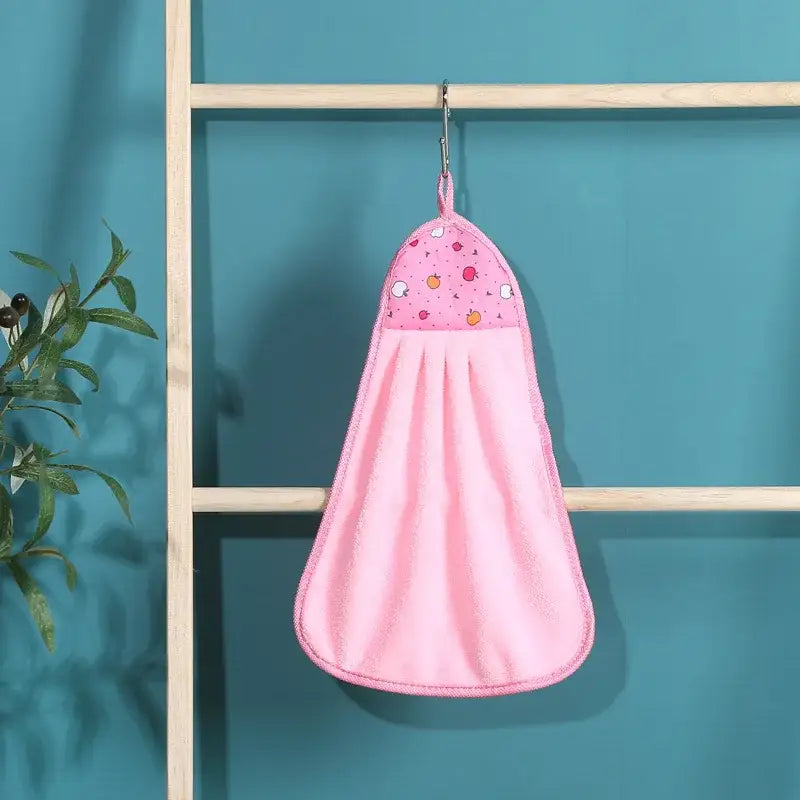 Pink plush colorful patterned coral velvet hand towel featuring soft fabric for kitchen use by decorbites coral velvet