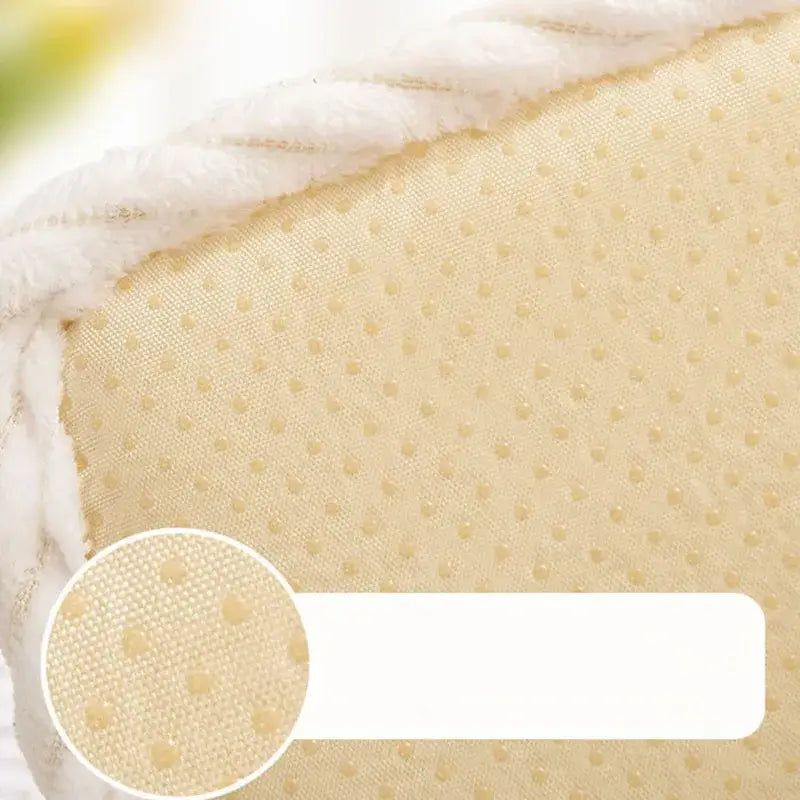 Beige wool chair cushion with soft white lambs wool fleece border for decorbites cozy dining room comfort