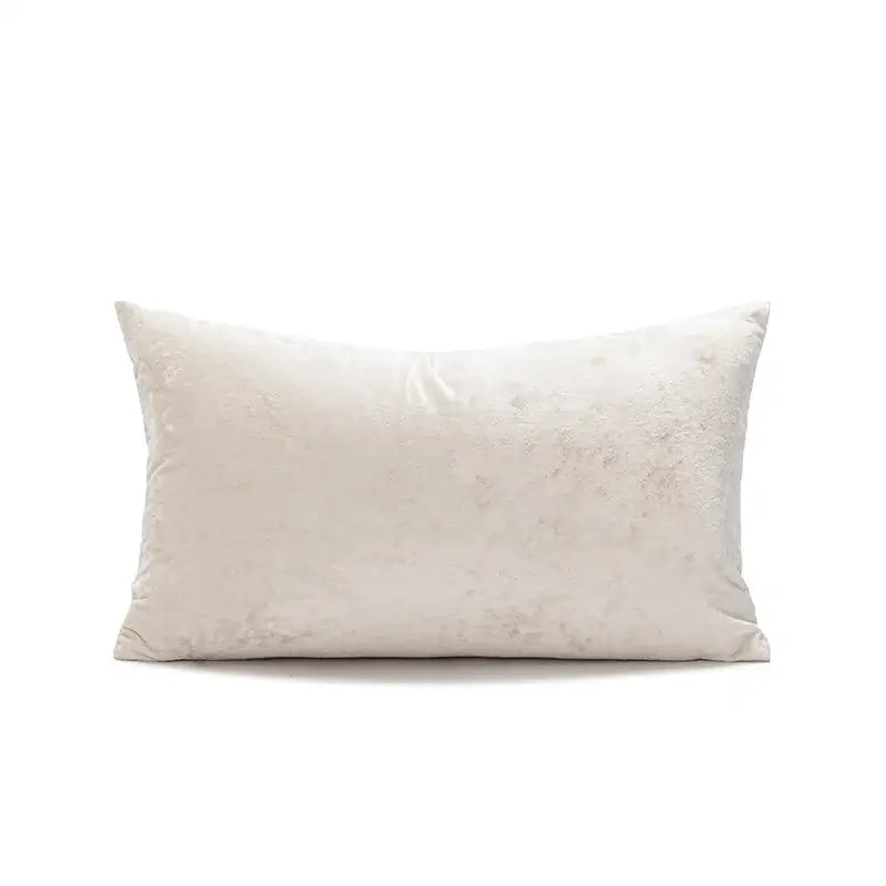 Cream-colored velvet pillow cover with soft plush texture and subtle sheen for living room decor dark grain style