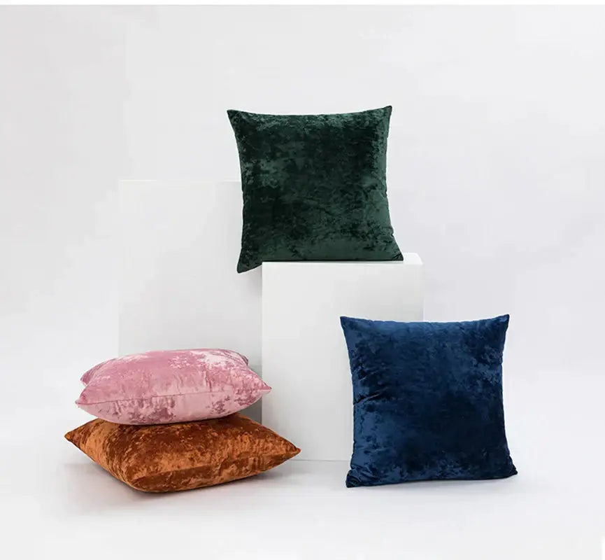 Plush dark grain velvet pillow cover in dark green velvet for living room decor and comfortable use