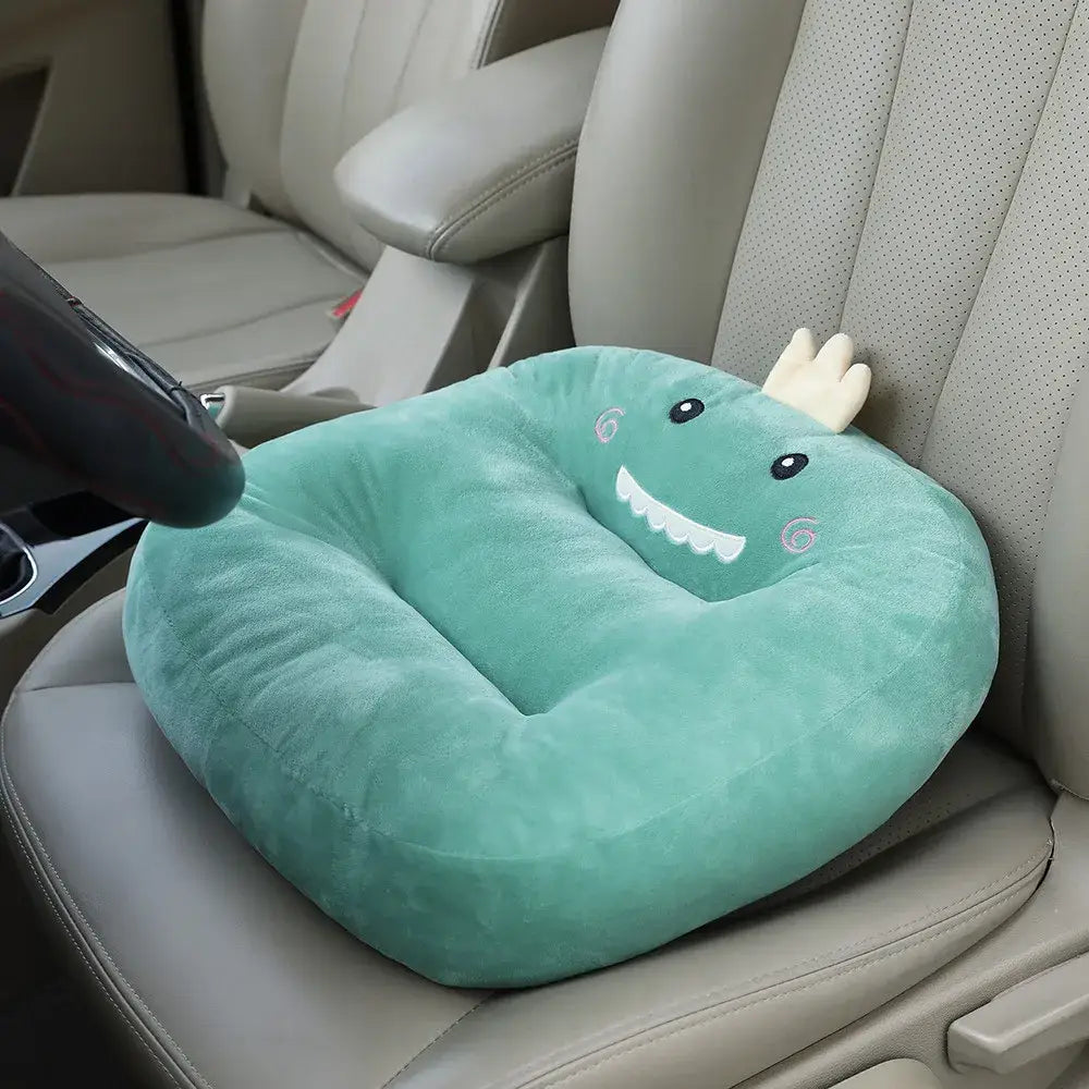 Plush mint-green dinosaur car seat cushion with embroidered eyes ideal for kids room cat shark cushion alternative