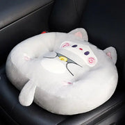 Plush gray cat shark cushion made of soft plush with embroidered pink and white features for kids room seat pad