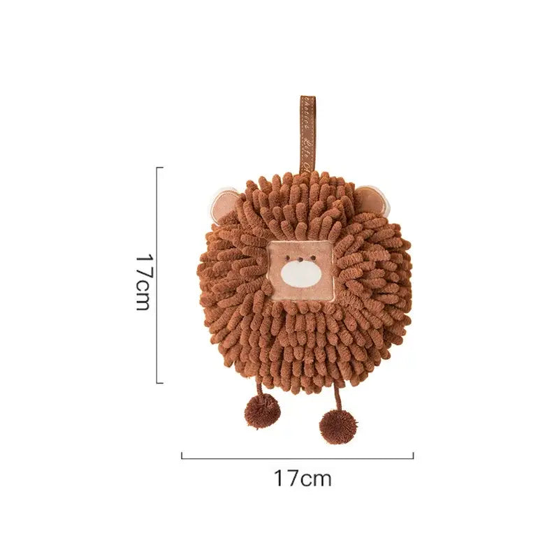 A plush brown hedgehog hand towel with soft microfiber bristles from decorbites cat kitchen hand collection