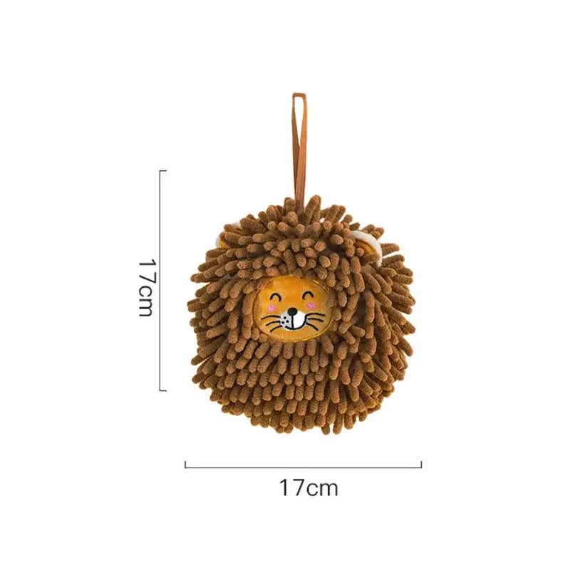 Plush orange and beige lion-shaped microfiber hand towel with brown fuzzy mane for decorbites cat kitchen hand use