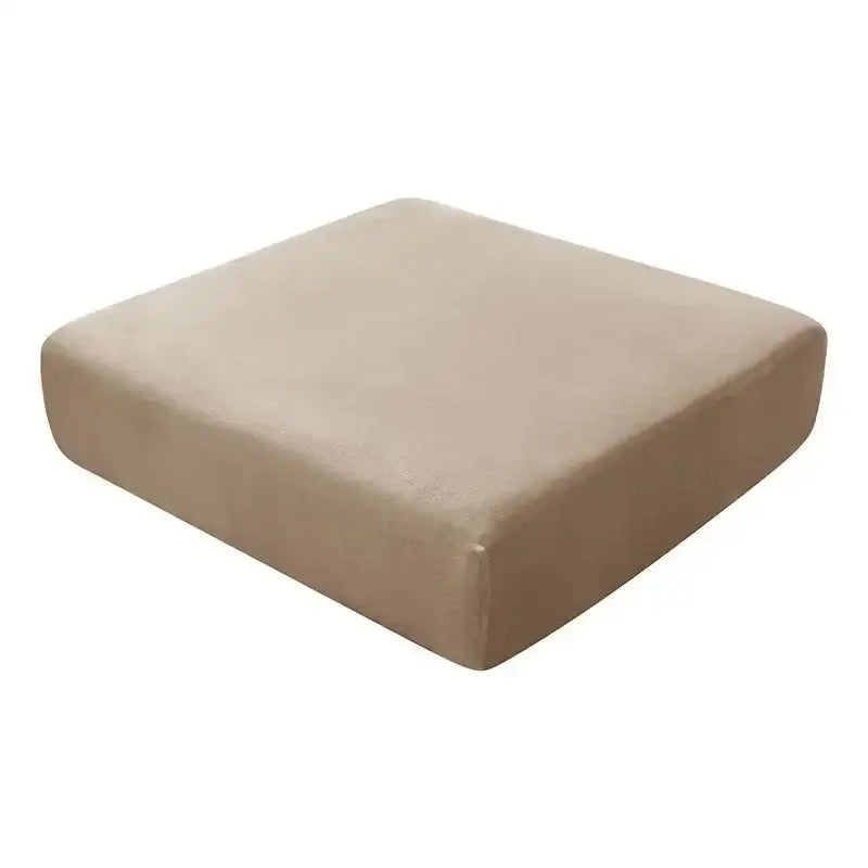 Beige square cushion with soft plush fabric for plush orange velvet elastic sofa cushion cover living room protector
