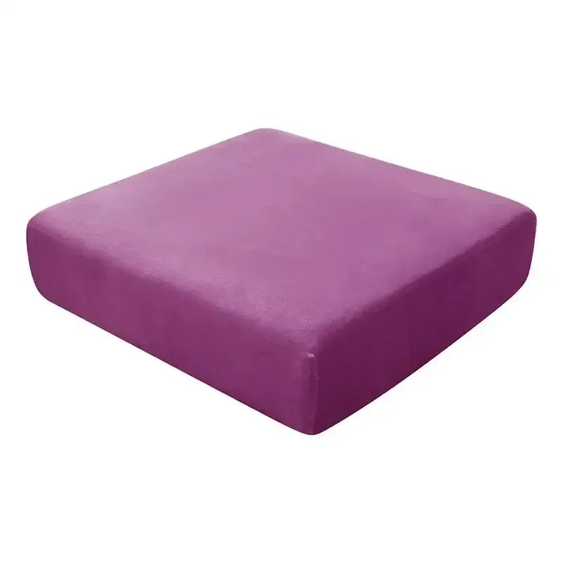 Purple rectangular cushion with soft plush fabric texture for a plush orange velvet elastic sofa cushion cover protector