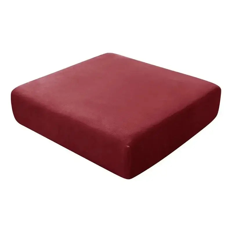 A plush deep red velvet elastic sofa cushion cover ideal for living room protection and comfort