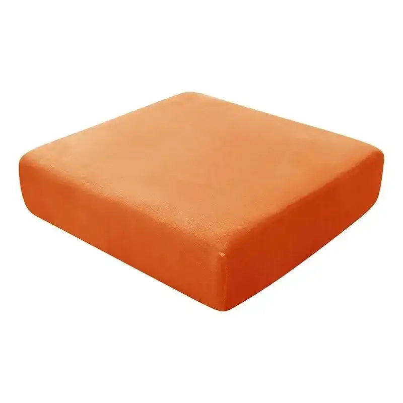 Plush orange velvet elastic sofa cushion cover with soft plush fabric texture for living room protector