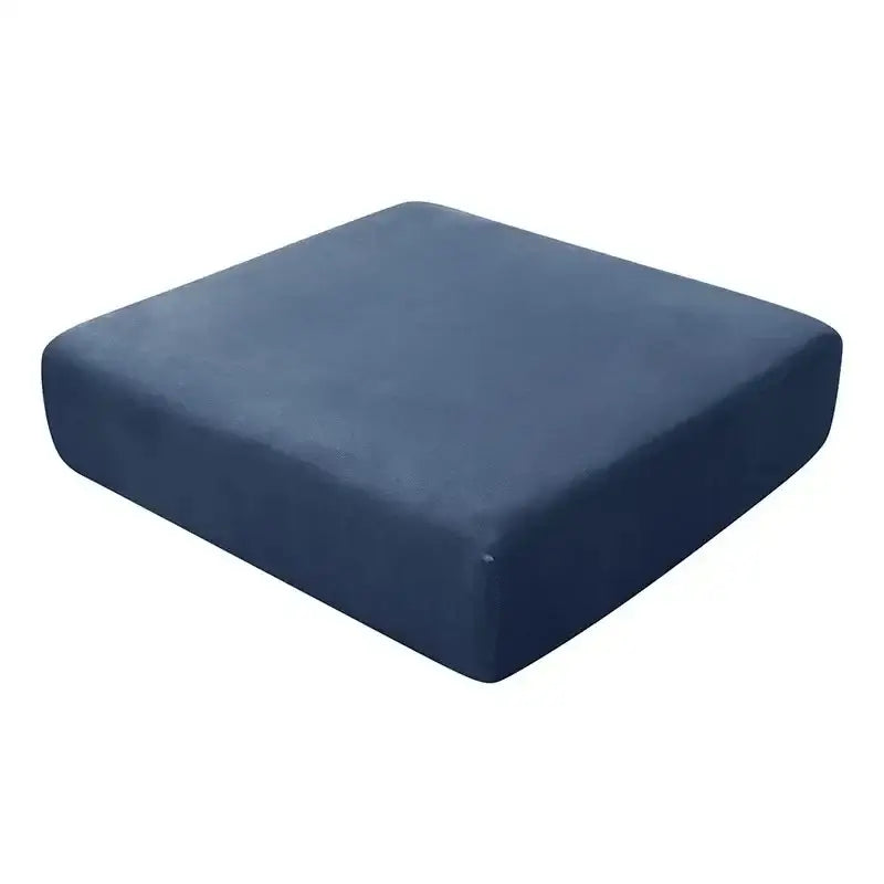 Navy blue plush cushion made of velvet with elastic cover for sofa living room protection and comfort