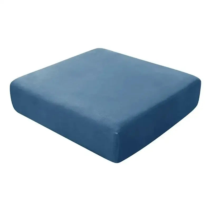 Blue rectangular sofa cushion cover with soft plush fabric protecting living room furniture