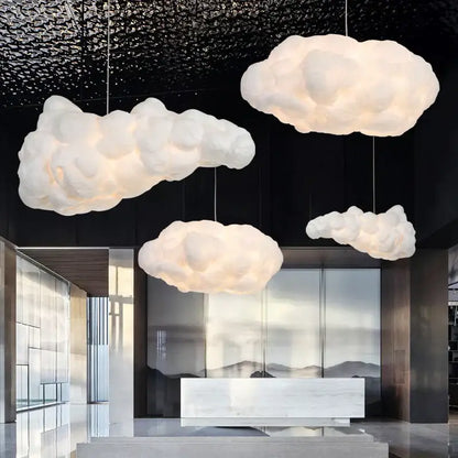 Plush white cloud led chandelier light with soft fabric finish illuminates nursery decorbites cloud led pendant design