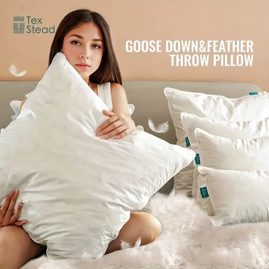 Plush white goose feather insert pillow with soft down and feather fill for bedroom and living room decorbites decor