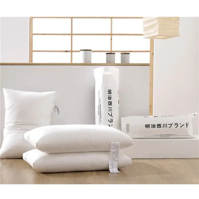Plush white quilted cotton rectangle neck pillow with soft stitching details for bedroom decorbites cotton rectangle use