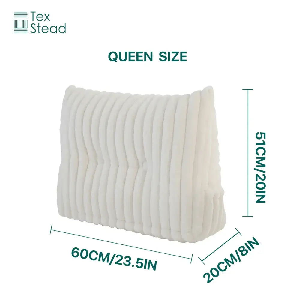 Plush white ribbed corduroy queen-size wedge pillow by decorbites headboard wedge pillow for bedroom reading support