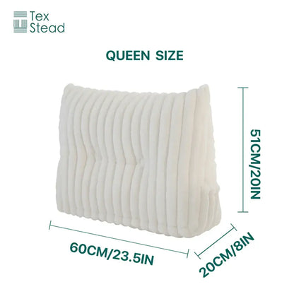 Plush white ribbed corduroy queen-size wedge pillow by decorbites headboard wedge pillow for bedroom reading support