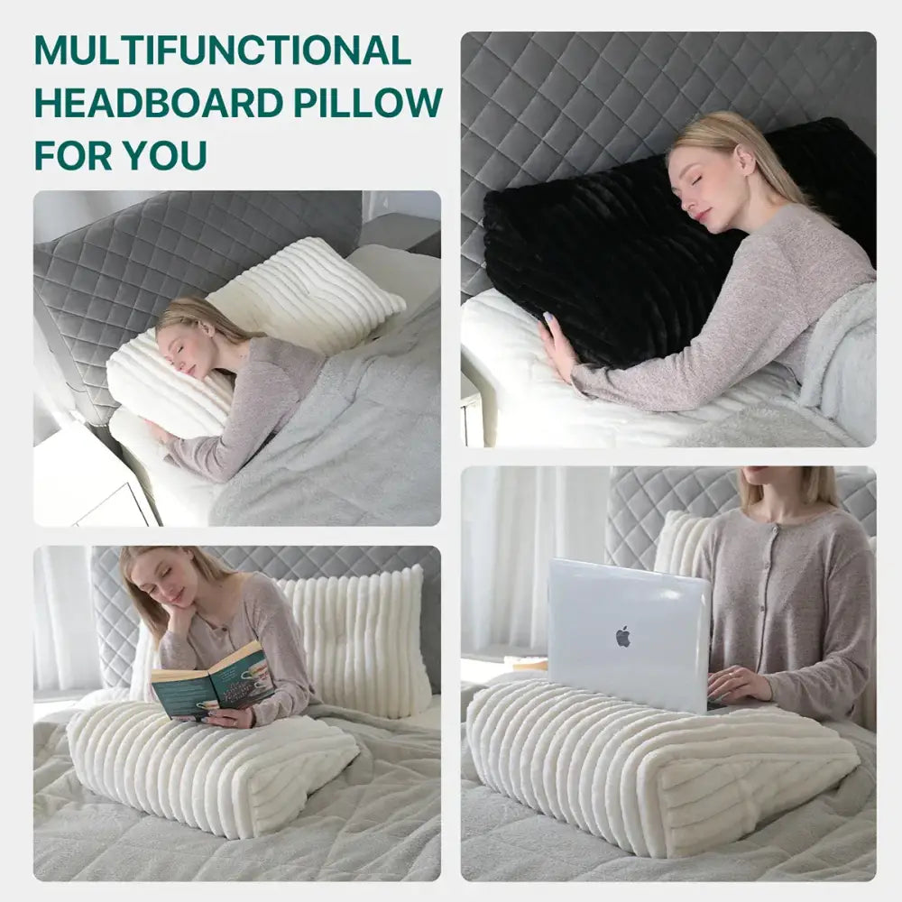 Plush black and white ribbed headboard wedge pillow multifunctional for bedroom reading by decorbites wedge pillow