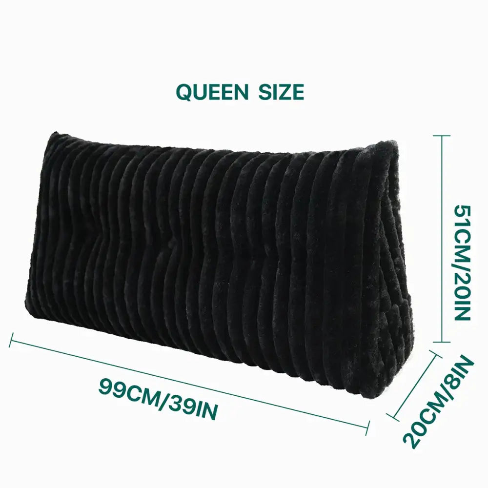 Black corduroy queen-size decorbites headboard wedge pillow with plush ribbed texture for bedroom reading comfort