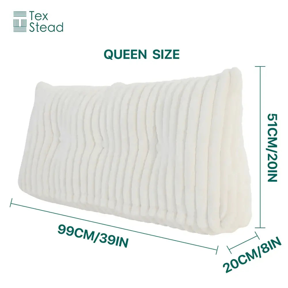 White textured queen-size wedge pillow with ribbed fabric for reading support decorbites headboard wedge pillow