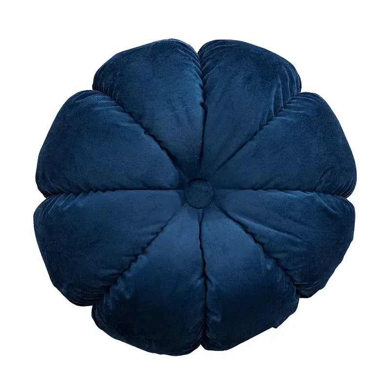 Deep navy velvet flower cushion with soft plush petals for home decor featuring decorbites 3d flowers pillows design