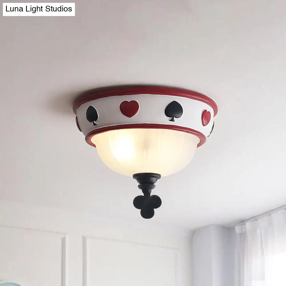 DecorBites™ DecorBites™ Poker Glass Children's Bedroom Ceiling Light - Modern White Ceiling Mount Fixture