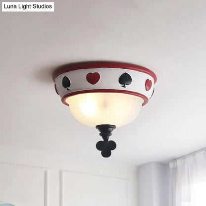 DecorBites™ DecorBites™ Poker Glass Children's Bedroom Ceiling Light - Modern White Ceiling Mount Fixture