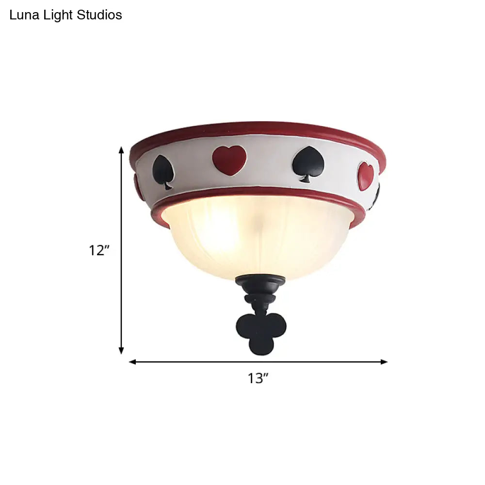 DecorBites™ DecorBites™ Poker Glass Children's Bedroom Ceiling Light - Modern White Ceiling Mount Fixture