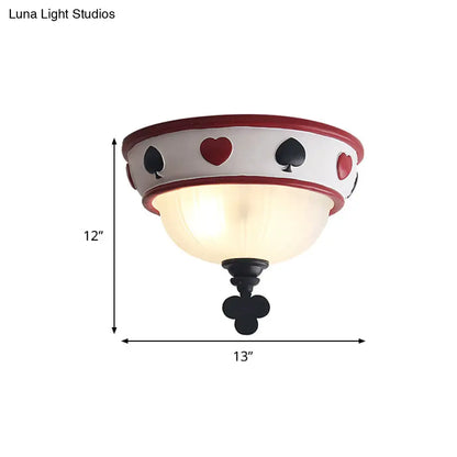 DecorBites™ DecorBites™ Poker Glass Children's Bedroom Ceiling Light - Modern White Ceiling Mount Fixture